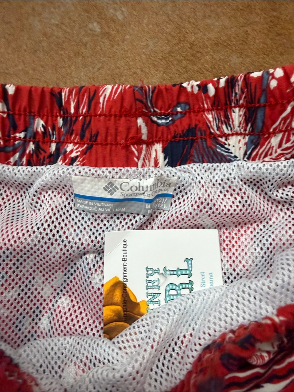 Columbia Red Tropical Print Kids' Shorts - Picture 2 of 4